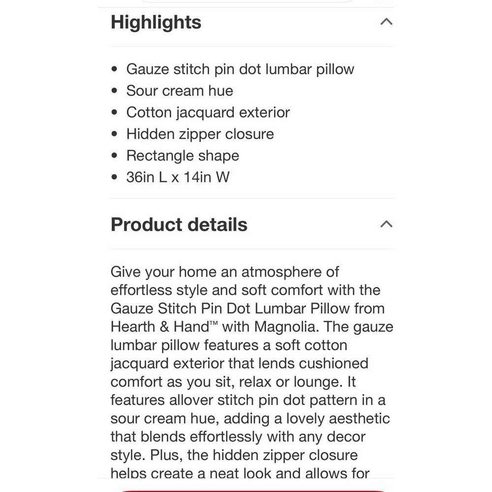 Gauze Stitch Pin Dot Lumbar Pillow Sour Cream - Hearth & Hand - Picture 4 of 5